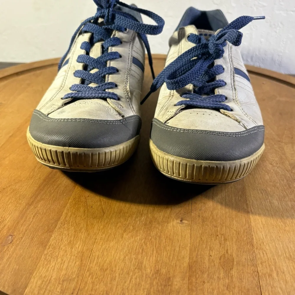 Ecco Hydromax Leather Golf Shoes Spikeless Men's White/Blue Size EU 42 US 8.5‎